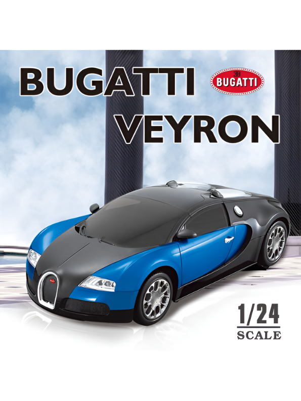 Bugatti Veyron Remote Control RC Car with Lights & Smooth Steering Blue LMI8612.
