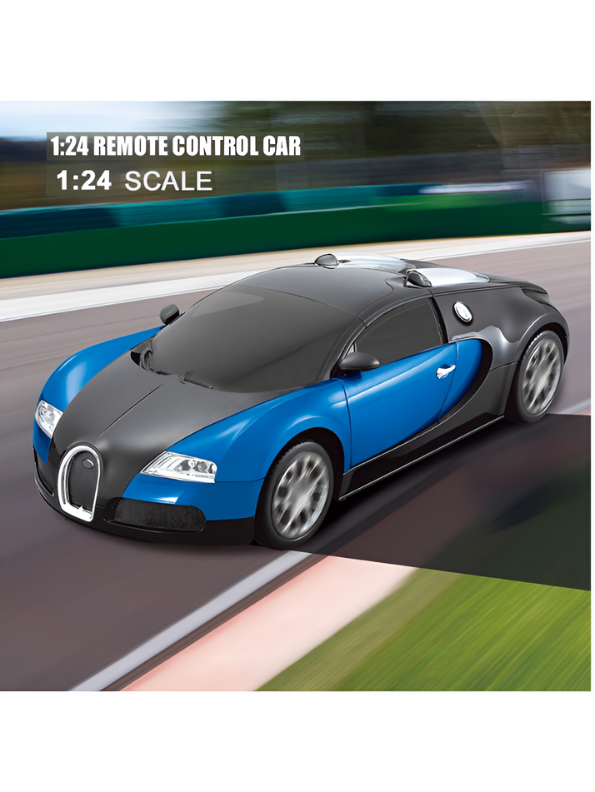 Bugatti Veyron Remote Control RC Car with Lights & Smooth Steering Blue LMI8612.