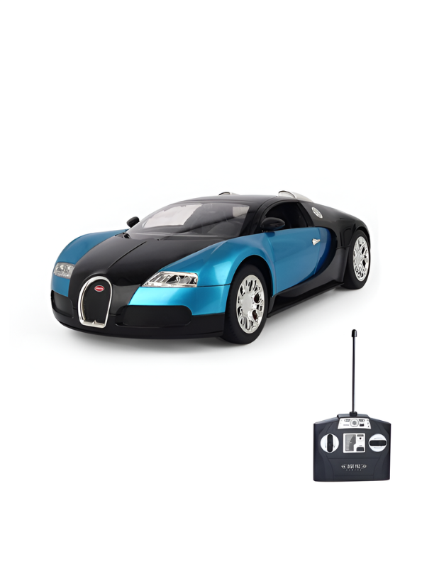 Bugatti Veyron Remote Control RC Car with Lights & Smooth Steering Blue LMI8612.