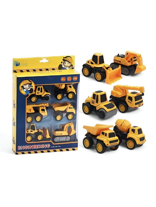 BuildPro – Engineering Construction Vehicle Set for Kids | Pack of 6 Pull-Back Trucks & JCBs for Creative Play & Learning LMI14063.
