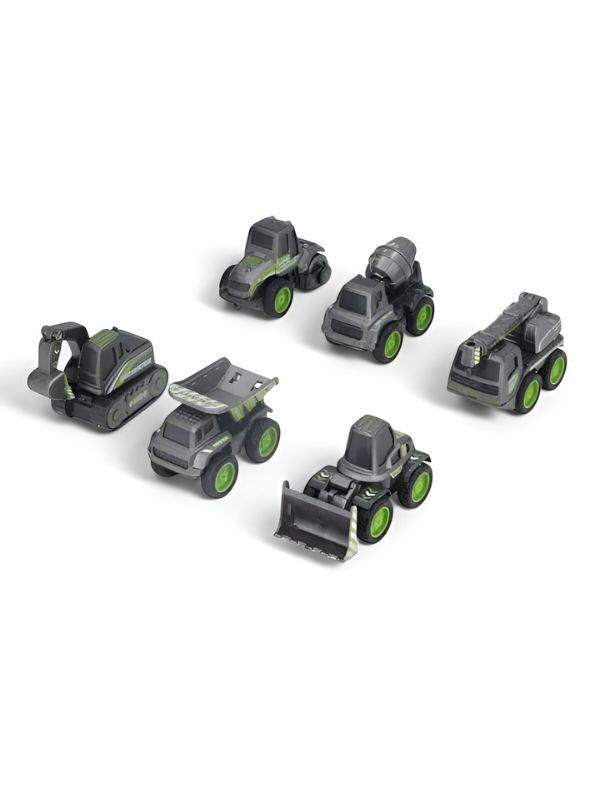 Green - BuildPro – Engineering Construction Vehicle Set for Kids | Pack of 6 Pull-Back Trucks & JCBs for Creative Play & Learning LMI14063.