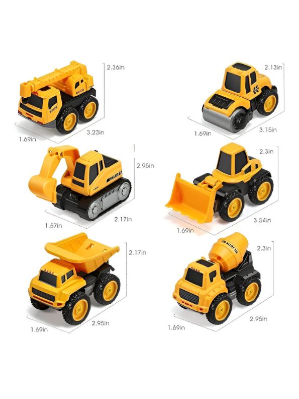 BuildPro – Engineering Construction Vehicle Set for Kids | Pack of 6 Pull-Back Trucks & JCBs for Creative Play & Learning LMI14063.