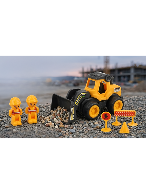 Bulldozer Set with Construction Worker Figures & Signs LMI15112