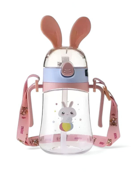 Bunny Ears Cartoon Water Bottle – 350ml Cute Leakproof Sipper with Straw for Kids NOV640.