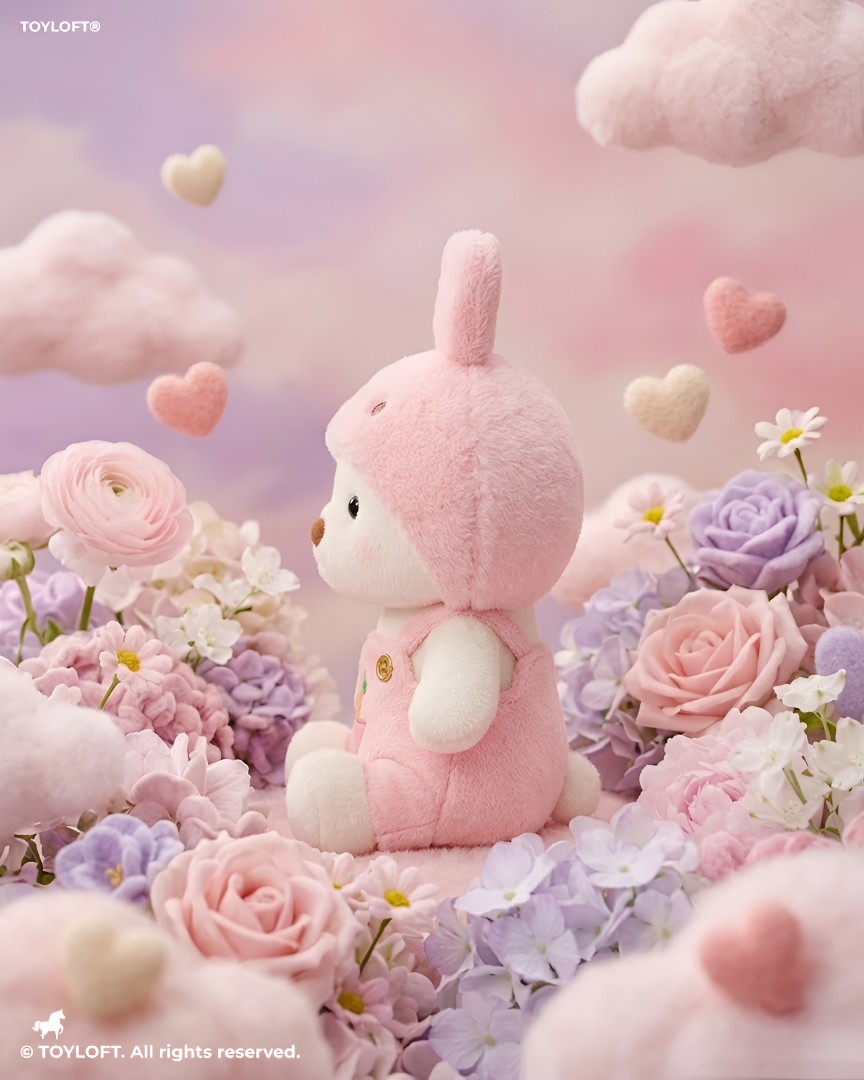 Bunny Rabbit Plushie with Pink Romper & Carrot Pocket - 8" Fluffy Soft Collectible Stuffed Toy ST15739