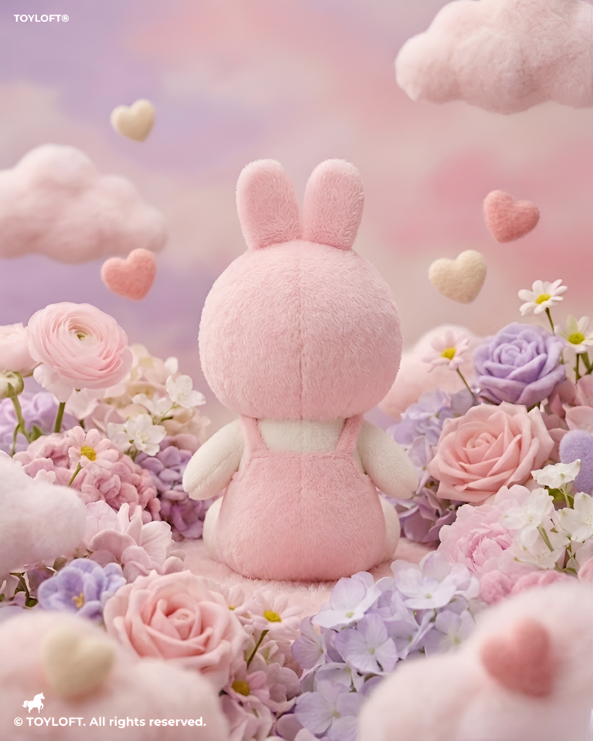 Bunny Rabbit Plushie with Pink Romper & Carrot Pocket - 8" Fluffy Soft Collectible Stuffed Toy ST15739