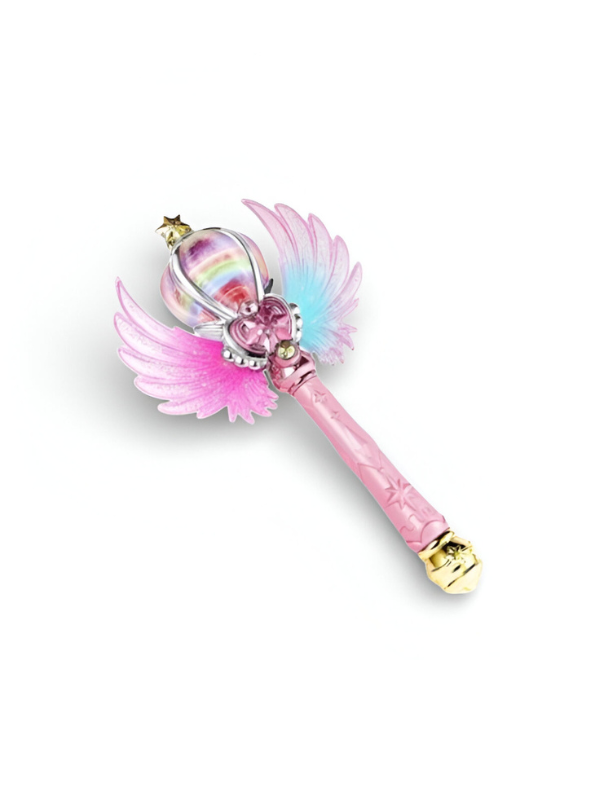 Glittering Fairy Princess Magic Wand for Kids – Light-Up Musical Scepter with Angel Wings, Rotating Rainbow Ball & Sparkle Effects LMI15816