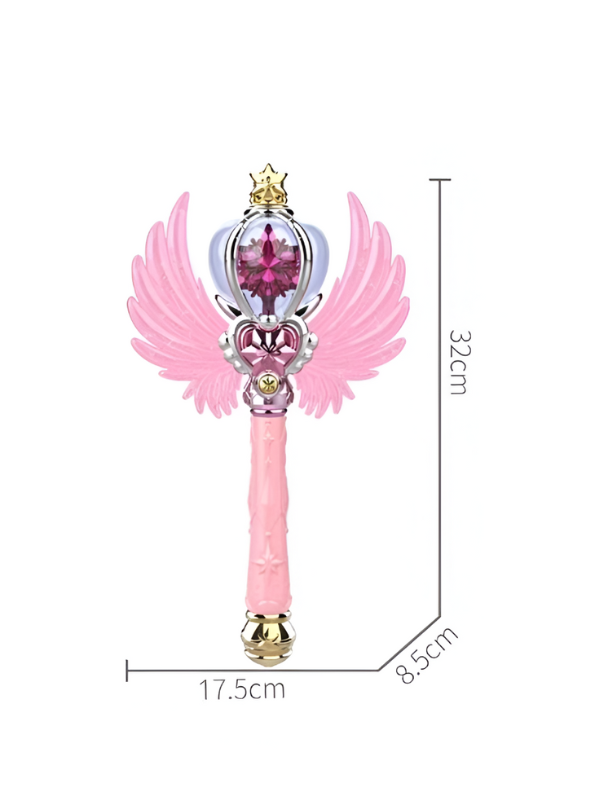 Glittering Fairy Princess Magic Wand for Kids – Light-Up Musical Scepter with Angel Wings, Rotating Rainbow Ball & Sparkle Effects LMI15816