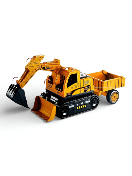 3-in-1 Kids Construction Toy Set with Excavator, Bulldozer & Dump Truck Trailer – Friction Powered Vehicles, Model LMI15454