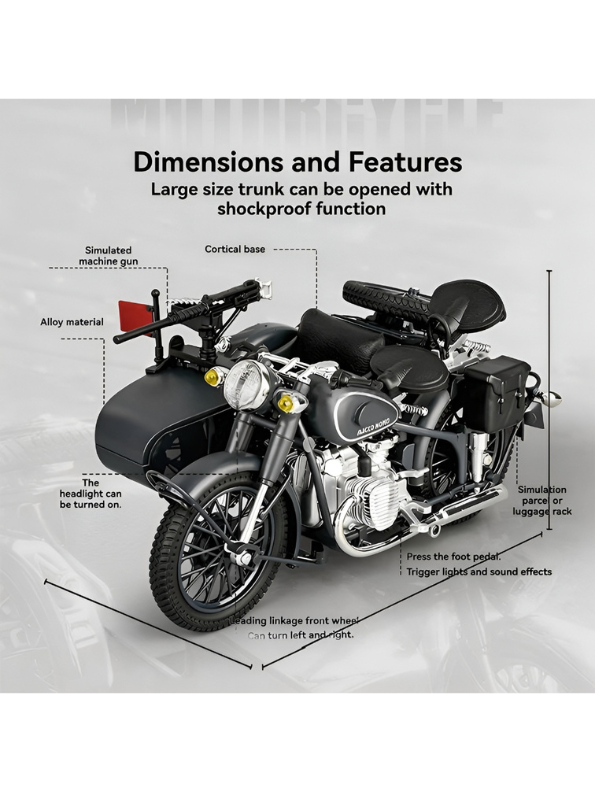 CJ750 Chang Jiang 750 Military Sidecar Motorcycle Diecast Model Bike MD544.
