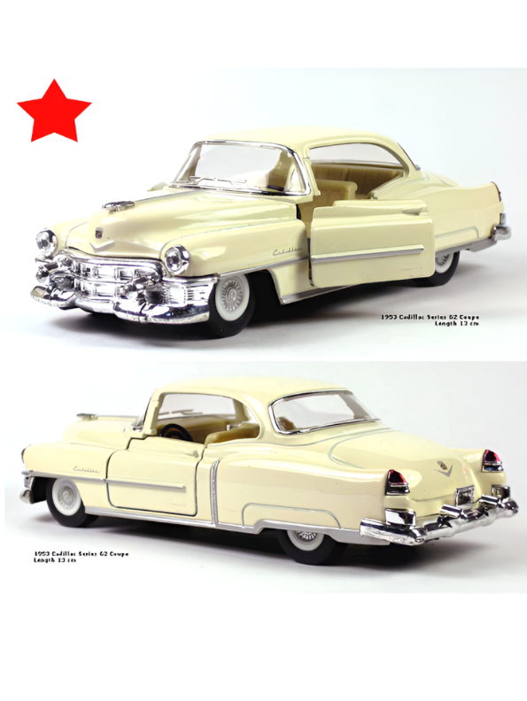 Cadillac Series 62 Coupe 1:32 Scale Diecast Model Car – Classic Vintage Collectible Beige TV6531.