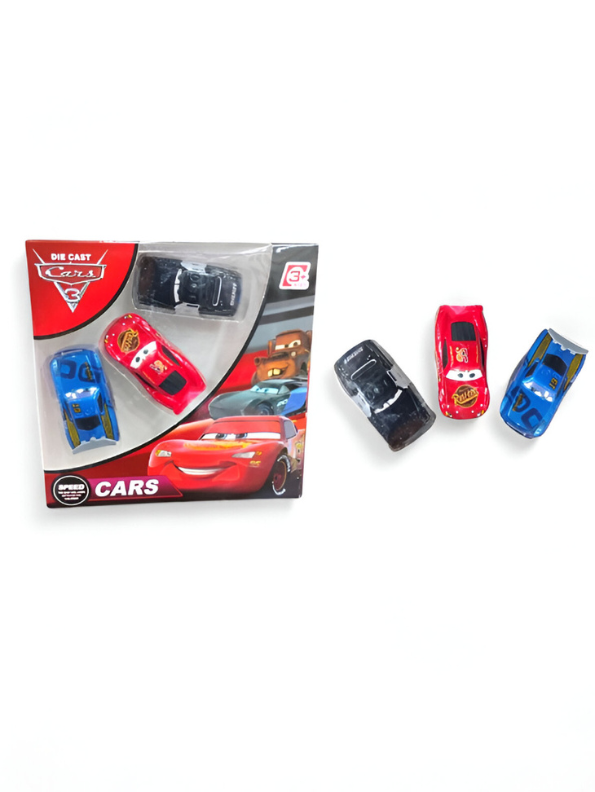 Cars Die-Cast Toy Set - Lightning McQueen, Blue Race Car, and Black Model Car | Collectible Toys TV4692.