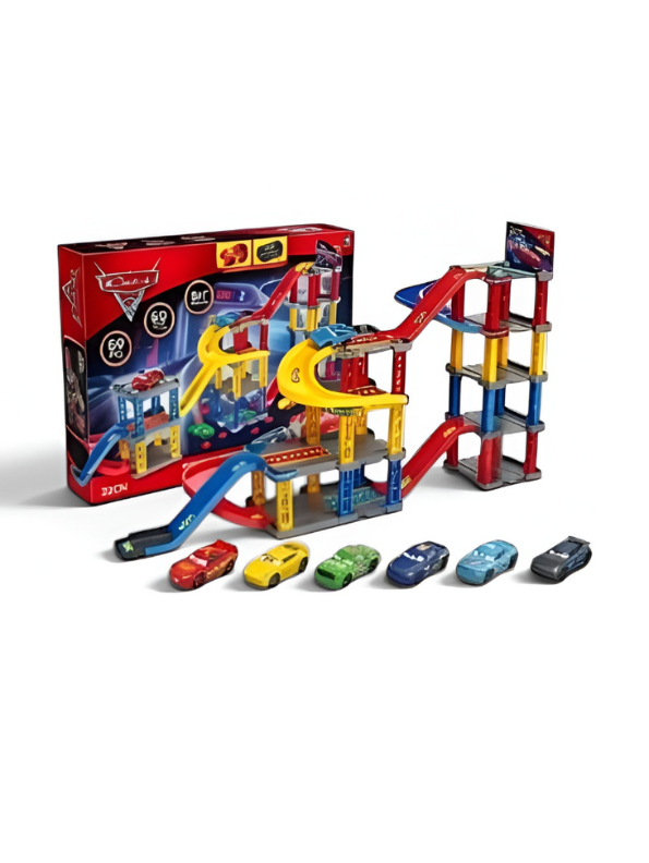 Cars Racing Track Playset with Cars – Spiral Ramps & Launchers Toy Set MD402.