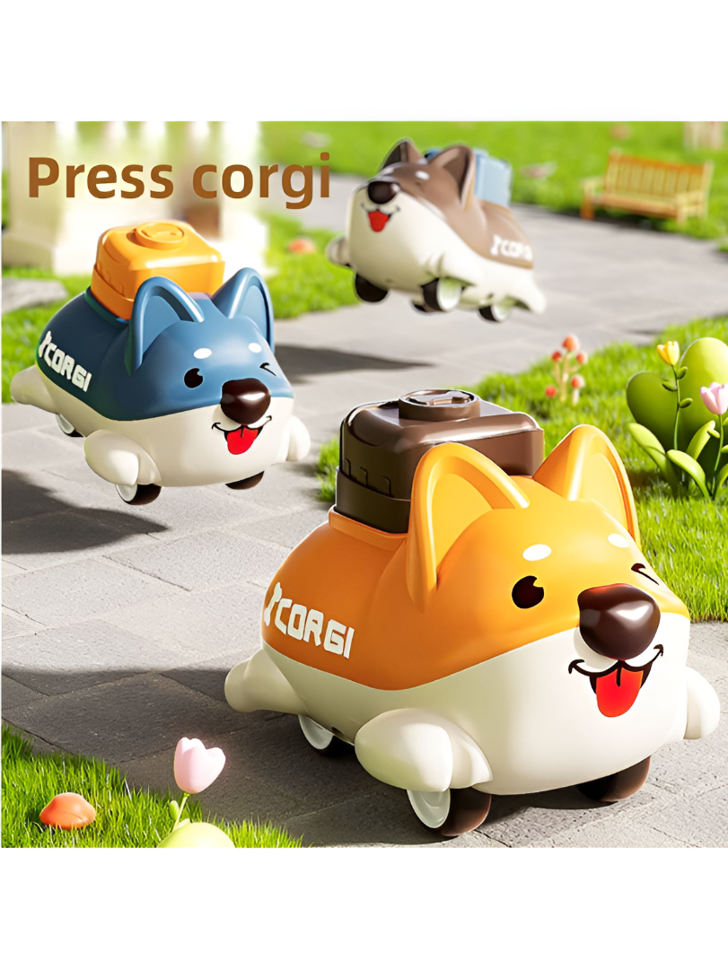 Cartoon Corgi Push & Go Car Toy for Kids – Cute Friction Powered Toy Car MD389