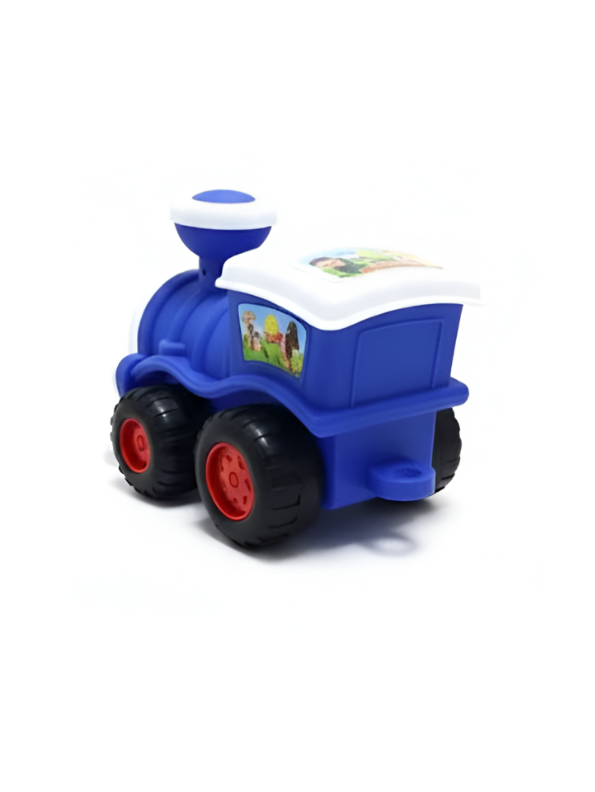 Cartoon Toy Train for Toddlers with Smile Face – Friction Powered Steam Engine with Large Red Wheels LMI5350.