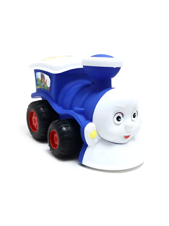 Cartoon Toy Train for Toddlers with Smile Face – Friction Powered Steam Engine with Large Red Wheels LMI5350.