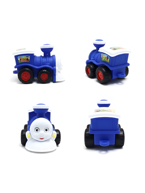 Cartoon Toy Train for Toddlers with Smile Face – Friction Powered Steam Engine with Large Red Wheels LMI5350.