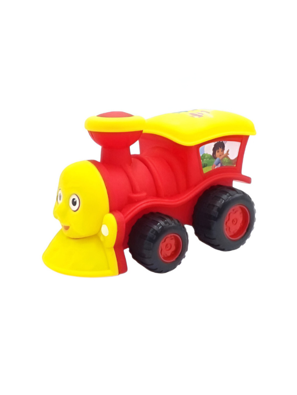 Cartoon Toy Train for Toddlers – Friction Powered Steam Engine with Yellow Smile Face LMI5350.