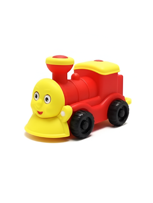 Cartoon Toy Train for Toddlers – Friction Powered Steam Engine with Yellow Smile Face LMI5350.