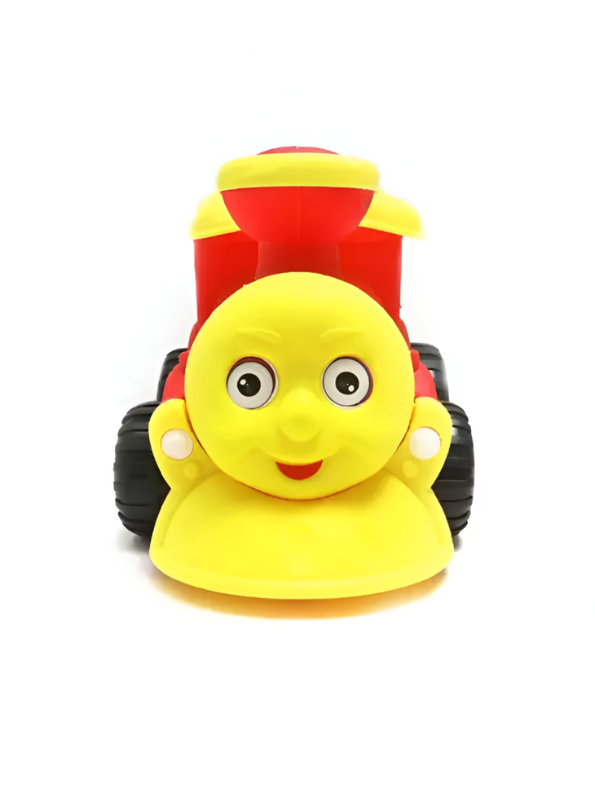 Cartoon Toy Train for Toddlers – Friction Powered Steam Engine with Yellow Smile Face LMI5350.