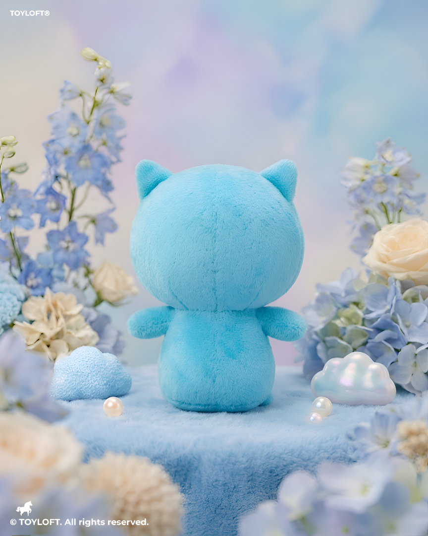 Cat Plush Toy – 7-Inch Blue Cute Stuffed Animal Kitten with Fish Embroidery for Kids ST11931