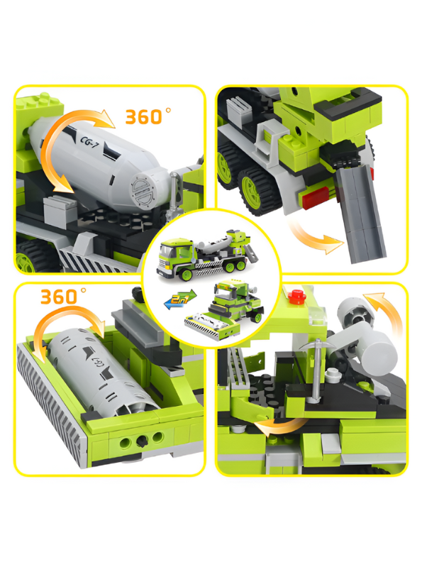 Cement Mixer Truck Building Block Toy Set – Educational Construction Vehicle Blocks for Kids, STEM Learning Toy Gift TV5089.