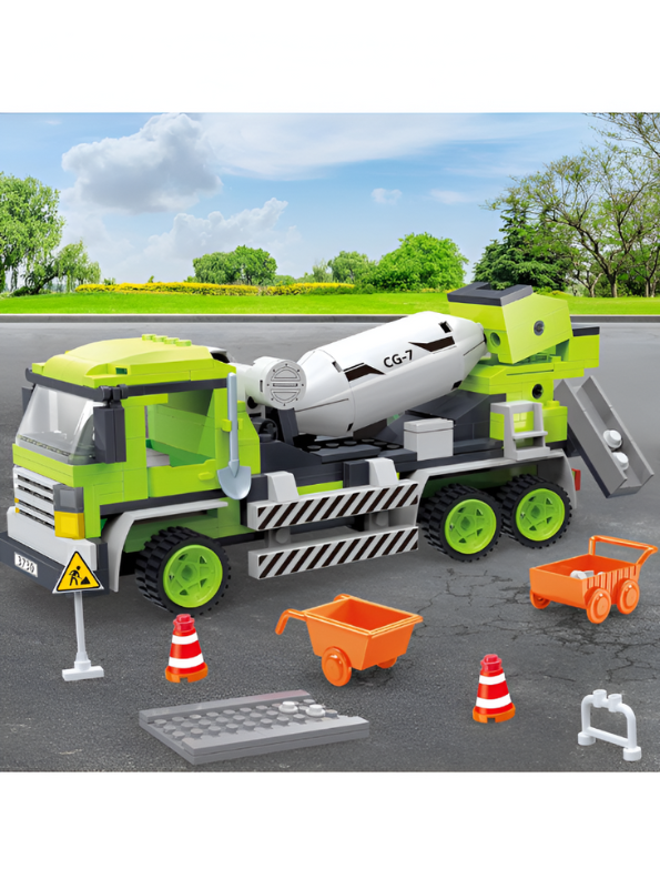 Cement Mixer Truck Building Block Toy Set – Educational Construction Vehicle Blocks for Kids, STEM Learning Toy Gift TV5089.