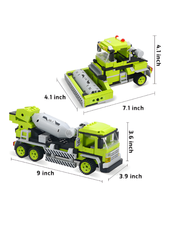 Cement Mixer Truck Building Block Toy Set – Educational Construction Vehicle Blocks for Kids, STEM Learning Toy Gift TV5089.