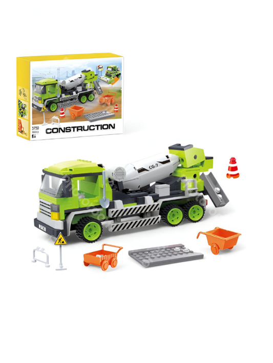 Cement Mixer Truck Building Block Toy Set – Educational Construction Vehicle Blocks for Kids, STEM Learning Toy Gift TV5089.