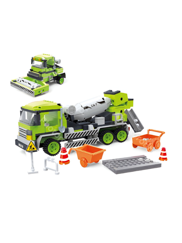 Cement Mixer Truck Building Block Toy Set – Educational Construction Vehicle Blocks for Kids, STEM Learning Toy Gift TV5089.