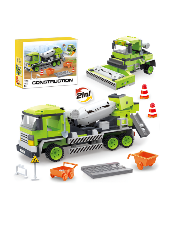 Cement Mixer Truck Building Block Toy Set – Educational Construction Vehicle Blocks for Kids, STEM Learning Toy Gift TV5089.