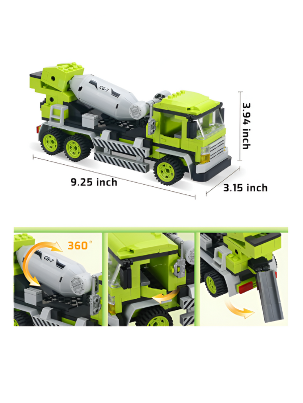 Cement Mixer Truck Building Block Toy Set – Educational Construction Vehicle Blocks for Kids, STEM Learning Toy Gift TV5089.
