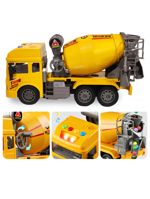 Cement Mixer Truck Toy with Lights and Sounds | Pull Back Construction Vehicle for Kids Green NX13624.