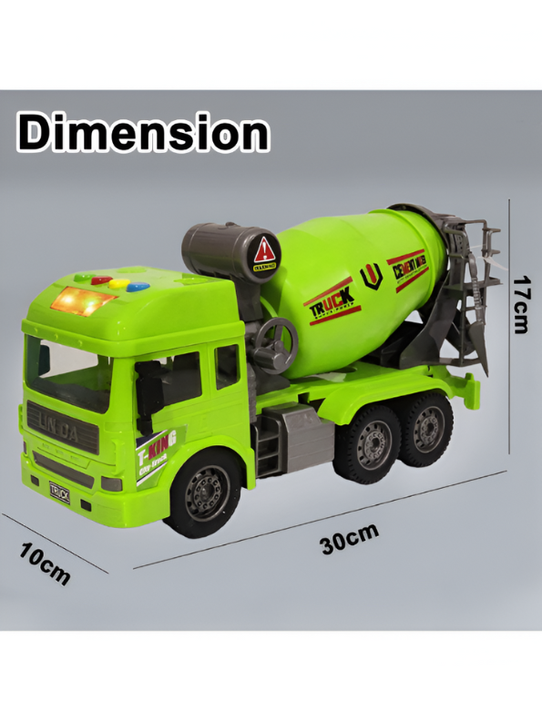 Cement Mixer Truck Toy with Lights and Sounds | Pull Back Construction Vehicle for Kids Green NX13624.