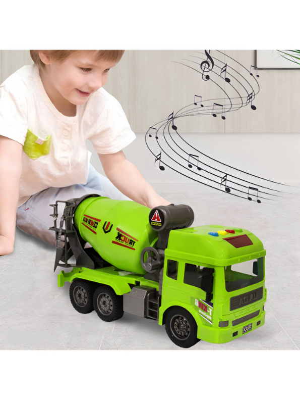 Cement Mixer Truck Toy with Lights and Sounds | Pull Back Construction Vehicle for Kids Green NX13624.