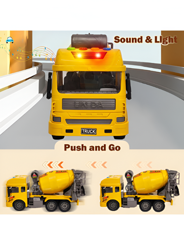 Cement Mixer Truck Toy with Lights and Sounds | Pull Back Construction Vehicle for Kids Green NX13624.