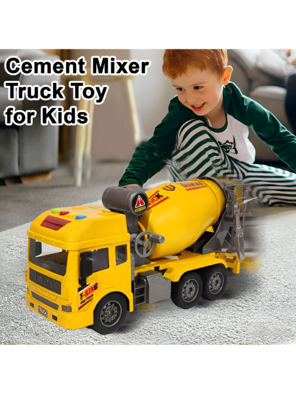 Cement Mixer Truck Toy with Lights and Sounds | Pull Back Construction Vehicle for Kids Green NX13624.
