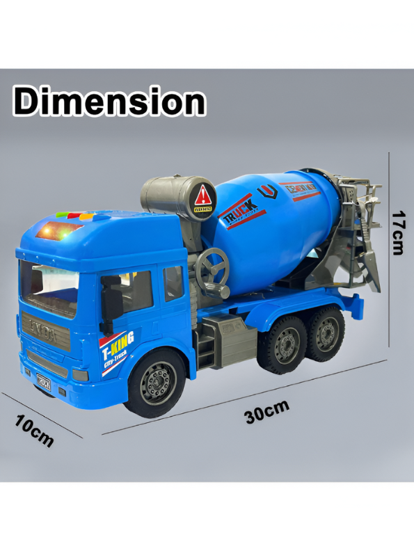 Cement Mixer Truck Toy with Lights and Sounds | Pull Back Construction Vehicle for Kids Blue NX13624.
