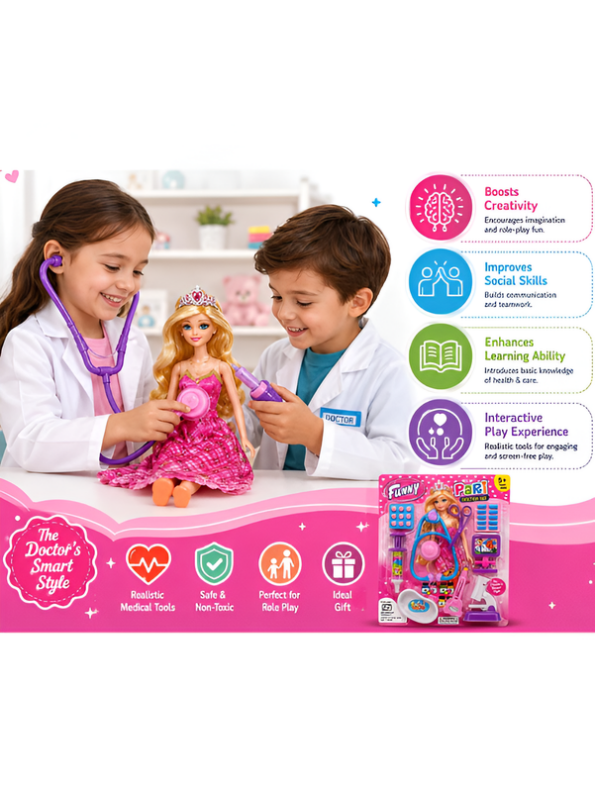 Children's Doctor Series Pretend Medical Kit with Stethoscope & Baby Doll LMI10740