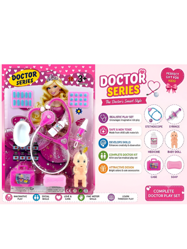 Children's Doctor Series Pretend Medical Kit with Stethoscope & Baby Doll LMI10740