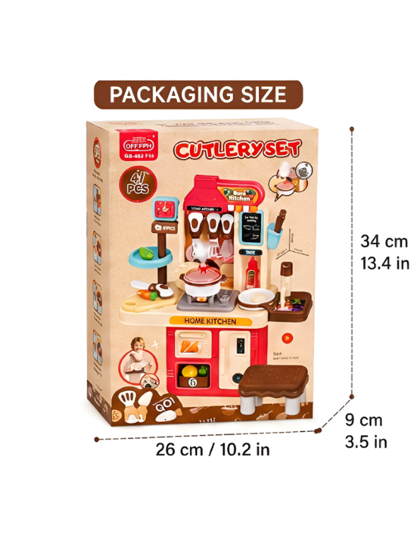 Children's Pretend Play Home Kitchen Toy Set | 47 PCS Cutlery & Cooking Accessories TV7132