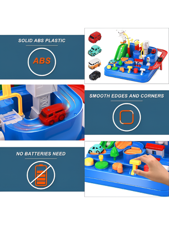 City Car Adventure Race Track Toy Set – Interactive Manual Puzzle Car Track Game with Mini Vehicles MD503.