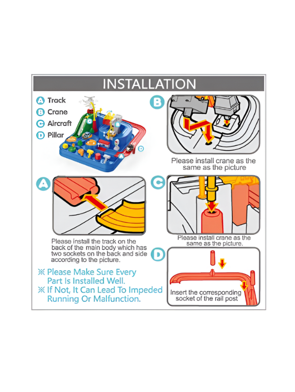 City Car Adventure Race Track Toy Set – Interactive Manual Puzzle Car Track Game with Mini Vehicles MD503.