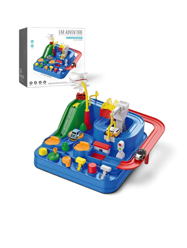 City Car Adventure Race Track Toy Set – Interactive Manual Puzzle Car Track Game with Mini Vehicles MD503.