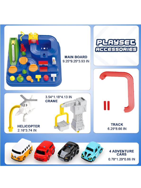 City Car Adventure Race Track Toy Set – Interactive Manual Puzzle Car Track Game with Mini Vehicles MD503.