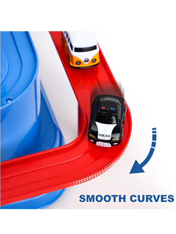 City Car Adventure Race Track Toy Set – Interactive Manual Puzzle Car Track Game with Mini Vehicles MD503.