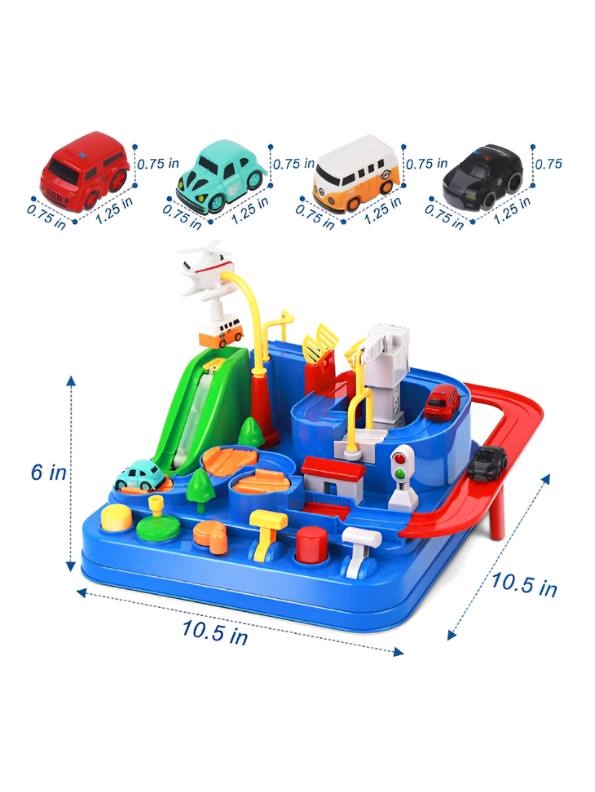 City Car Adventure Race Track Toy Set – Interactive Manual Puzzle Car Track Game with Mini Vehicles MD503.