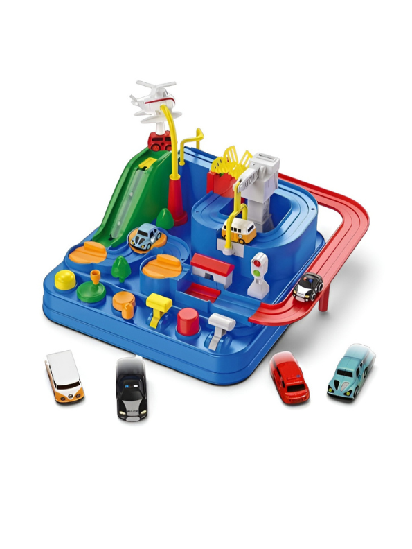 City Car Adventure Race Track Toy Set – Interactive Manual Puzzle Car Track Game with Mini Vehicles MD503.