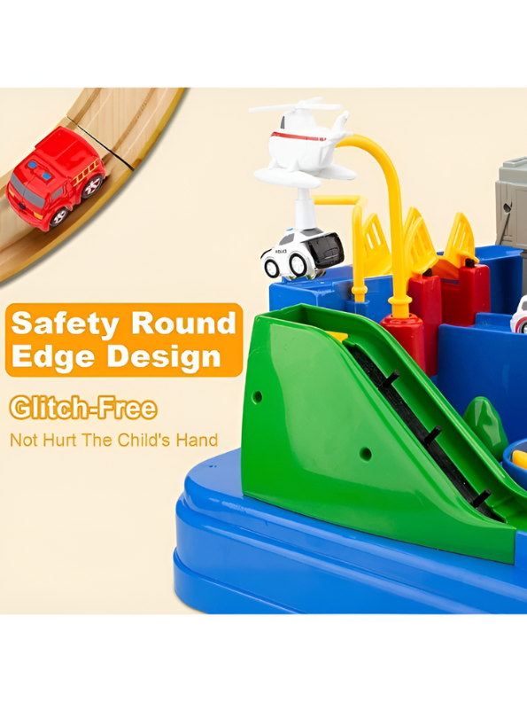 City Car Adventure Race Track Toy Set – Interactive Manual Puzzle Car Track Game with Mini Vehicles MD503.