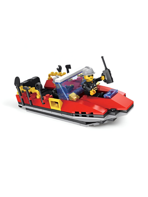 City Rescue Speed Boat Building Block Set – 118 PCS Police Watercraft Toy with 2 Minifigures for Kids TV5011.